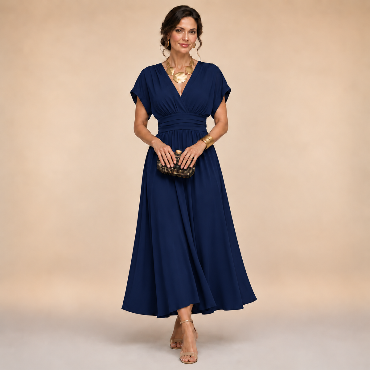 Odessa | Wrap V-Neck Midi Dress