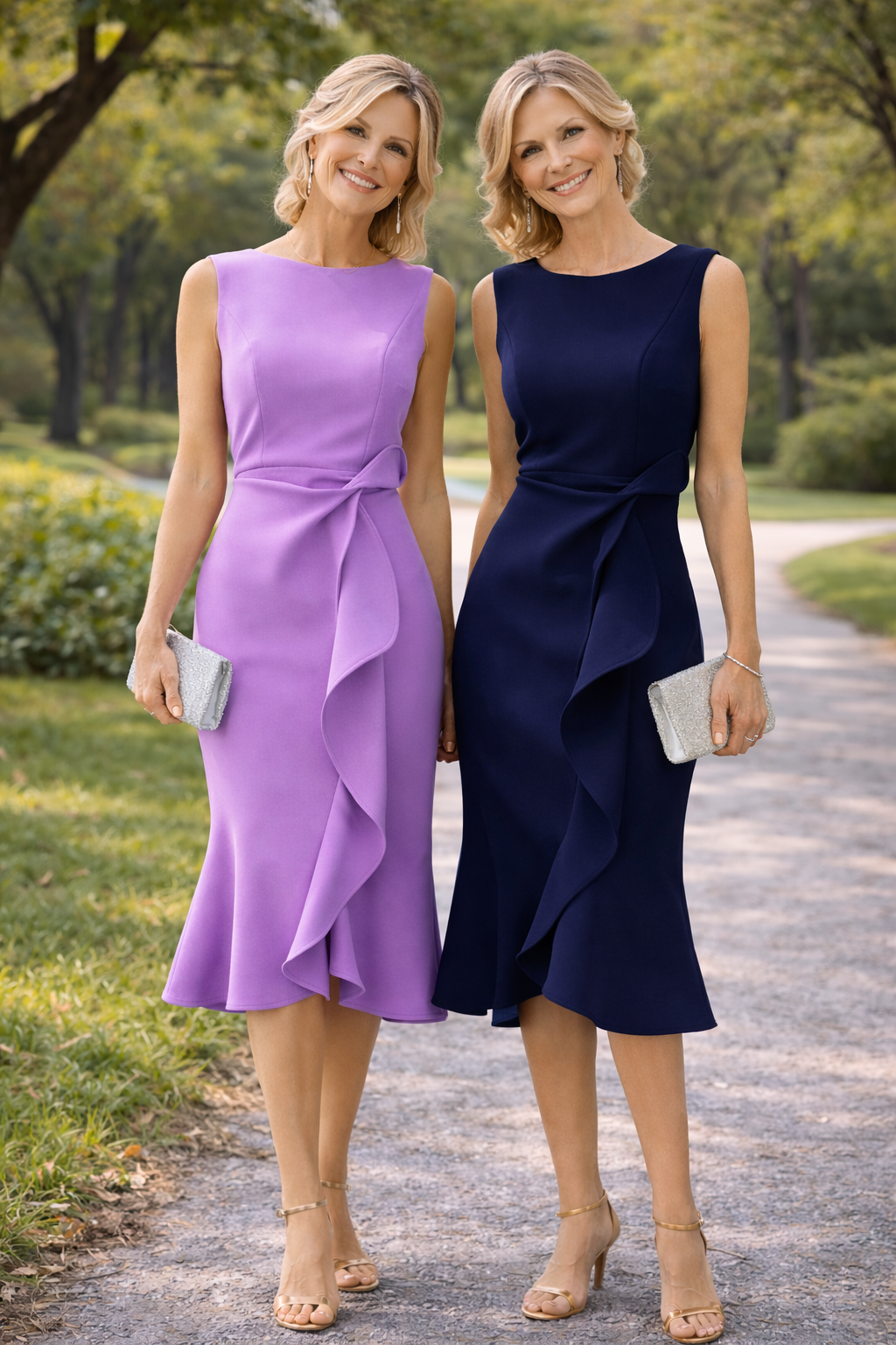 Delphine™ | Asymmetric Ruffle Midi Dress