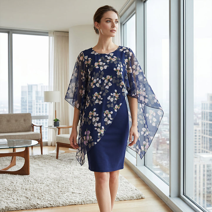 Celestine™| Elegant Floral Print Overlay & Dress Set