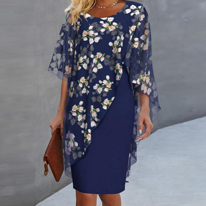 Celestine™| Elegant Floral Print Overlay & Dress Set