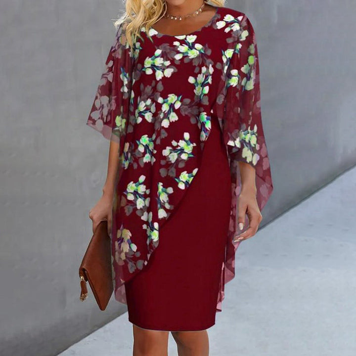 Celestine™| Elegant Floral Print Overlay & Dress Set