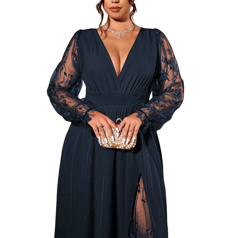 Fleur | Lace Sleeve V-Neck Maxi Dress