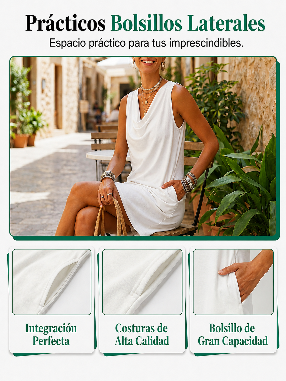 Valeria | Slim Cowl Neck Dress with Pockets