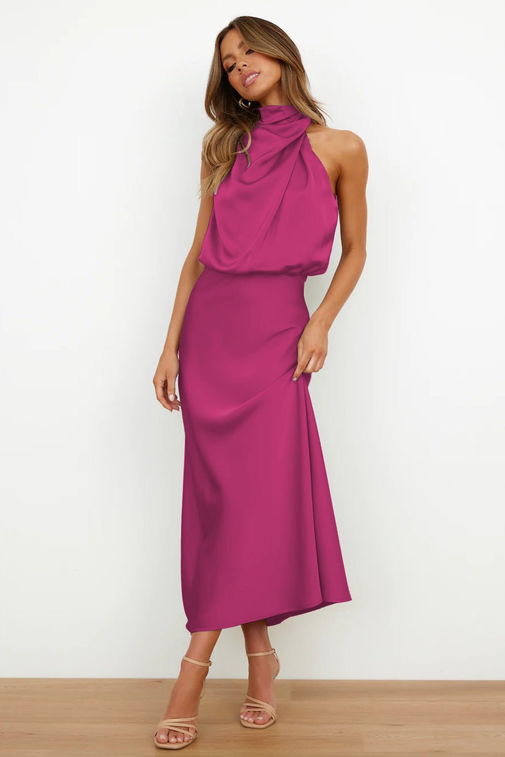 Aurelia™ | Satin Halterneck Maxi Dress
