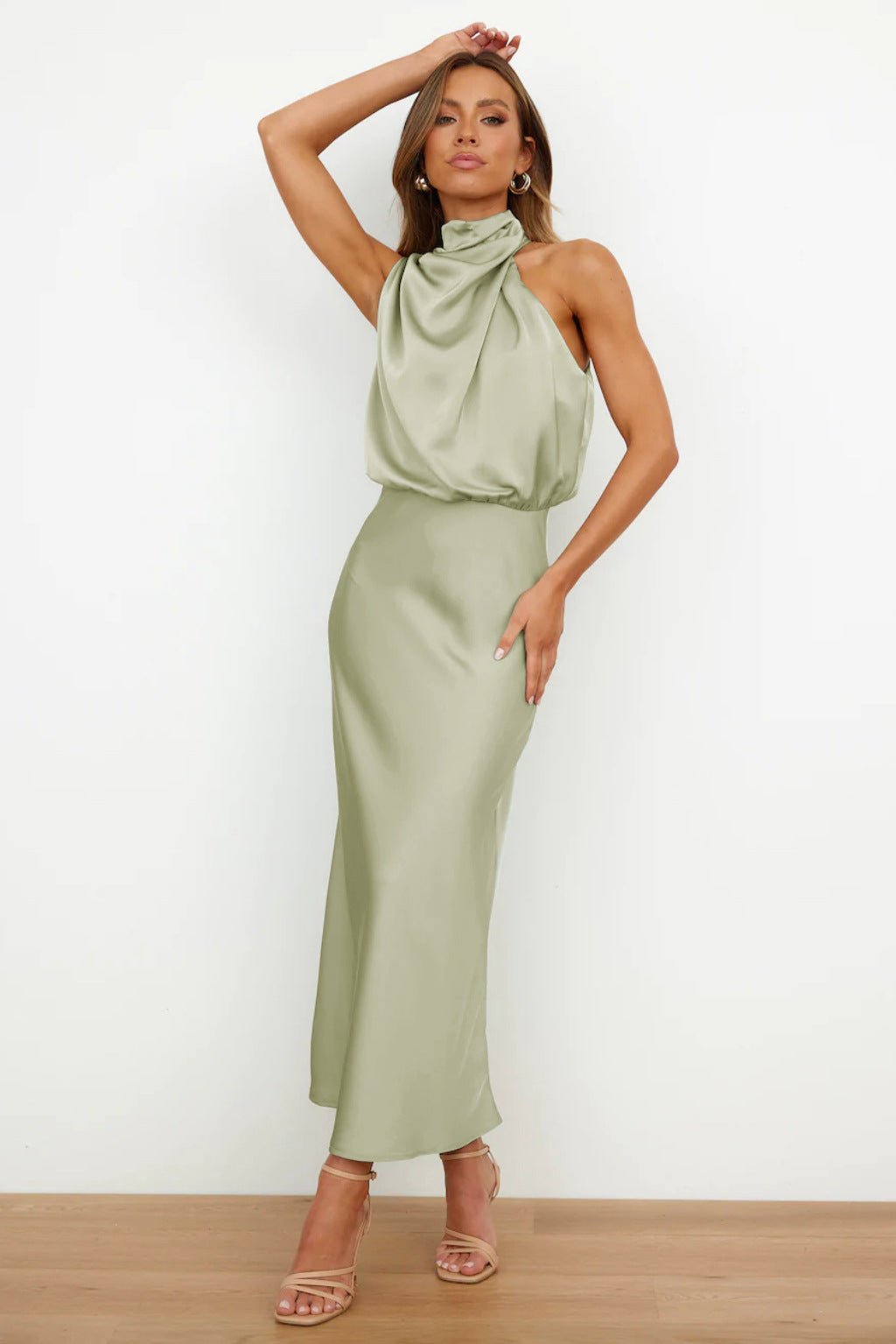 Aurelia™ | Satin Halterneck Maxi Dress