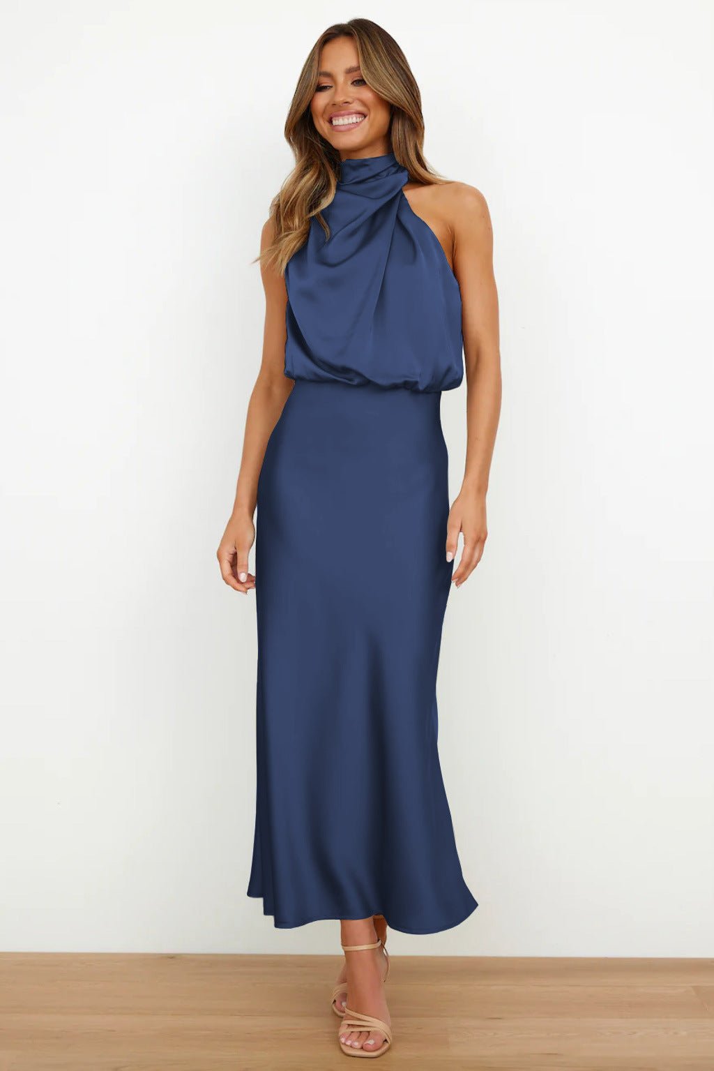 Aurelia™ | Satin Halterneck Maxi Dress