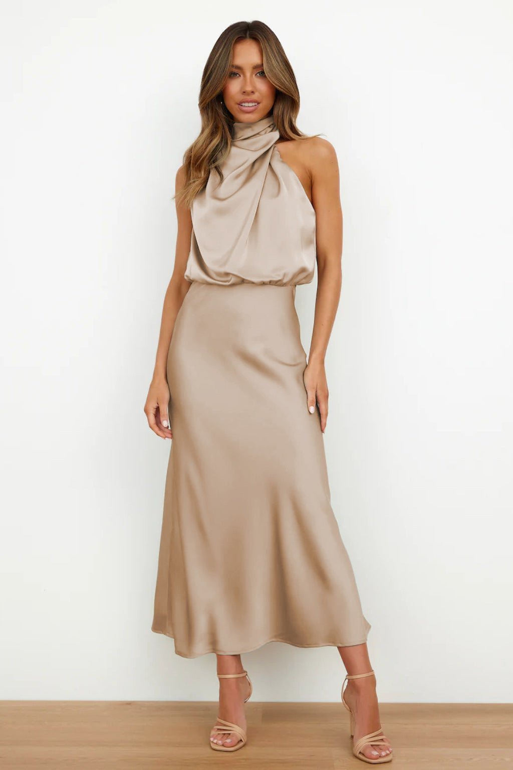 Aurelia™ | Satin Halterneck Maxi Dress
