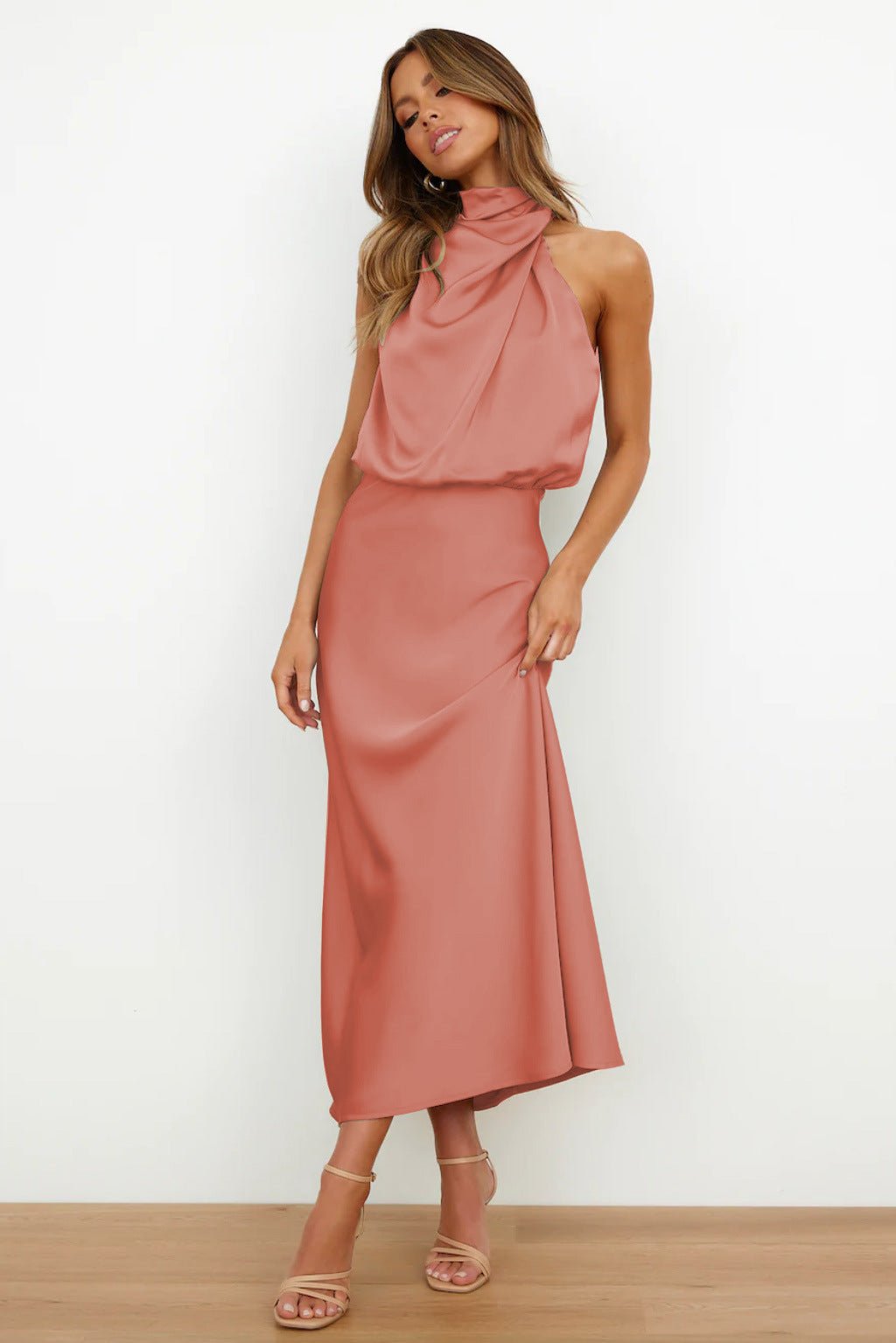 Aurelia™ | Satin Halterneck Maxi Dress