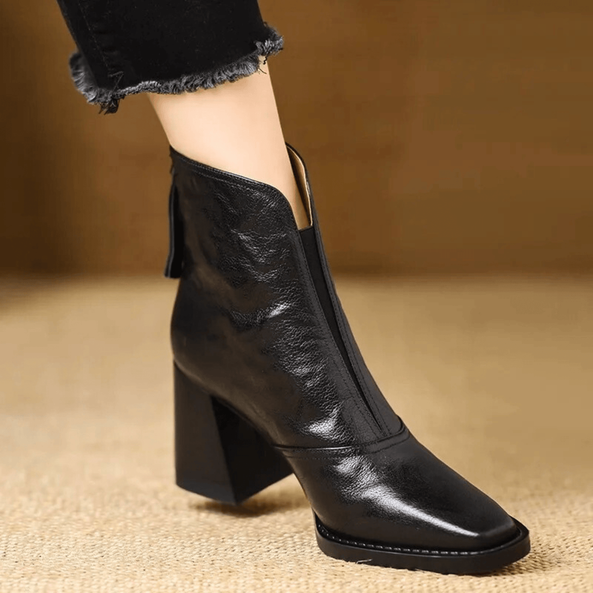 Norina | Square Toe Block Heel Ankle Boots