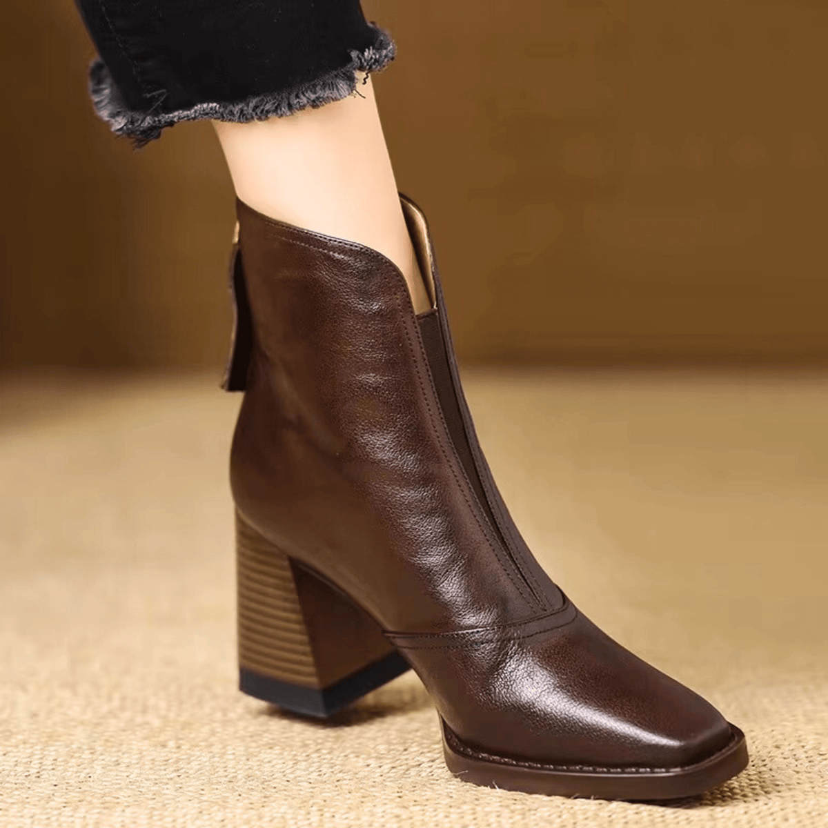 Norina | Square Toe Block Heel Ankle Boots