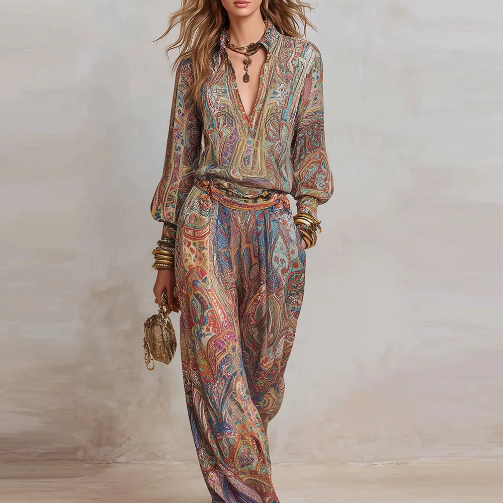 Wilhelmina | Paisley Print Two-Piece Set