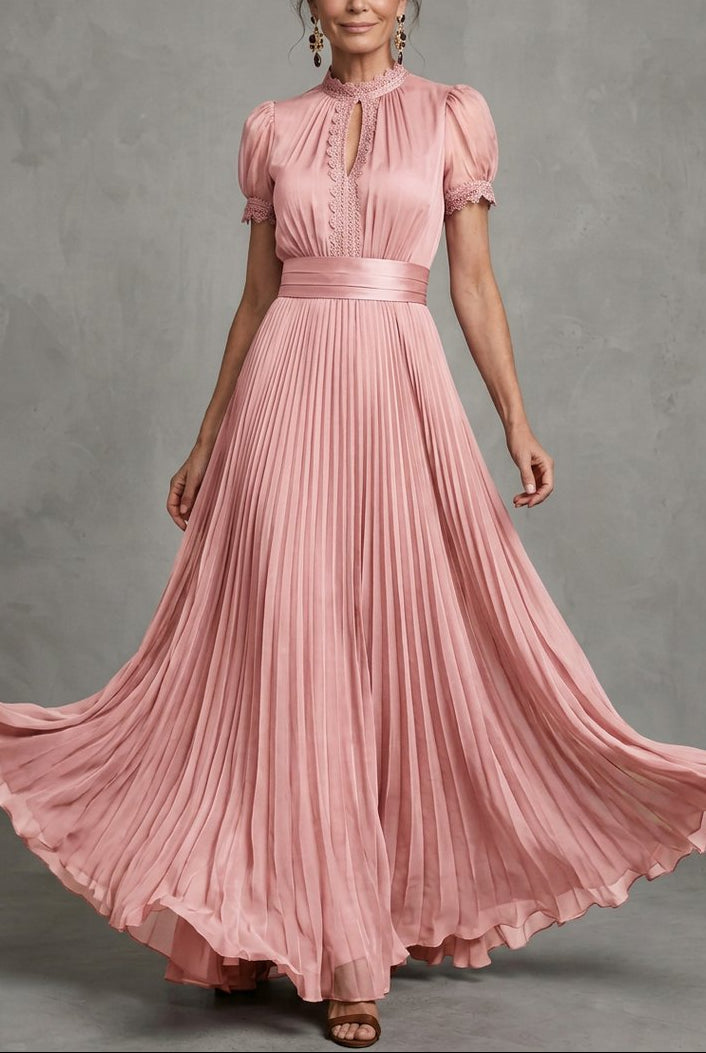 Lily | Keyhole Neck Pleated Maxi Dress