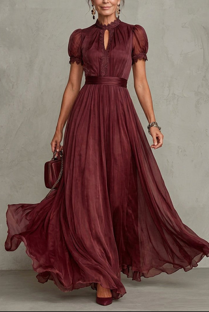 Lily | Keyhole Neck Pleated Maxi Dress