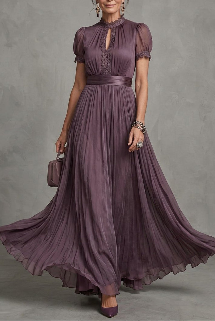 Lily | Keyhole Neck Pleated Maxi Dress